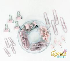 Kit Escritório Donut - 60 Peças Cor:Rosa