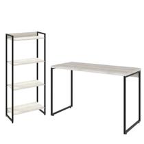 Kit Escritório Estante 4 Prateleiras Com Mesa 120Cm Snow Kit Escritório Estante 4 Prateleiras Com Mesa 120Cm Snow