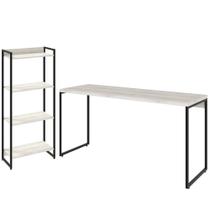 Kit Escritório Estante 4 Prateleiras Com Mesa 150Cm Snow