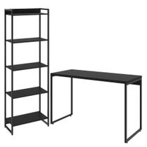 Kit Escritório Estante 5 Prateleiras Com Mesa 120Cm Onix