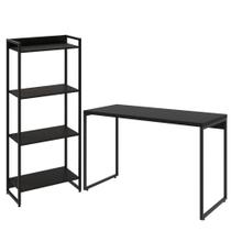 Kit Escritório Estante Areta Com Mesa Aspen 120Cm Onix