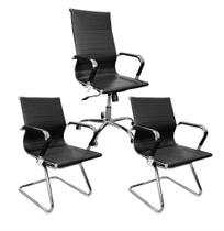 Kit Escritorio Esteira Eames - 1 Giratória + 2 Fixas Kit Escritorio Esteira Eames - 1 Giratória + 2 Fixas