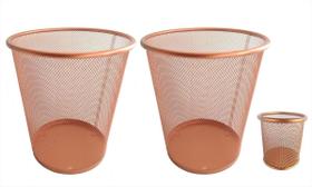 Kit Escritório Lixeiras E Porta Caneta Rose Gold Kit Escritório Lixeiras E Porta Caneta Rose Gold