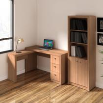 Kit Escritório Mesa de Canto com Armário 2 Peças Amêndoa Kit Escritório Mesa de Canto com Armário 2 Peças Amêndoa