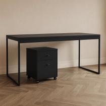 Kit Escritório Mesa Pé de Ferro 1,20 Com Gaveteiro Berlin 4 Gavetas - JM3 Móveis