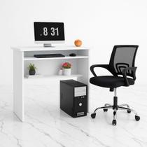 Kit Escritório Moderno com Mesa Funcional Cadeira Ergonômica Estilosa Kit Escritório Moderno com Mesa Funcional Cadeira Ergonômica Estilosa