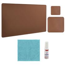 Kit Escritório Mousepad 43x30 Porta Copo Limpa Tela Lenço Notebook