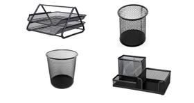 Kit Escritório Organização Documentos Mesa 4 Itens Preto