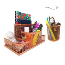 Kit Escritório Organizador de Mesa Escritório e Porta Caneta Rose Gold Dourado