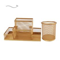 Kit Escritório Organizador de Mesa Escritório e Porta Caneta Rose Gold Dourado