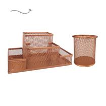 Kit Escritório Organizador de Mesa Escritório e Porta Caneta Rose Gold Dourado