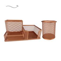 Kit Escritório Organizador de Mesa Escritório e Porta Caneta Rose Gold Dourado