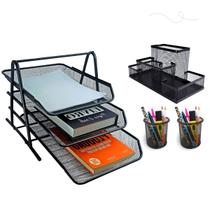 Kit escritório preto personalisado home oficce e escritório