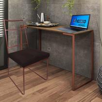 Kit Escritório Stark Cadeira e Mesa Industrial Ferro Bronze Tampo MDF Castanho material sintético Marrom - Ahz Móveis