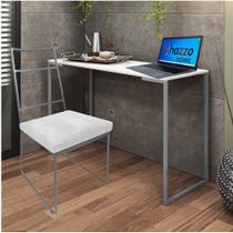 Kit Escritório Stark Cadeira e Mesa Industrial Ferro Cinza Tampo MDF Branco material sintético Branco - Ahz Móveis