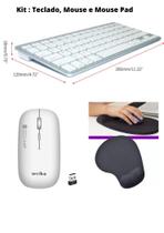Kit Escritório Teclado Bluetooth Mouse Bluethooth e Mouse Pad Ergonomico