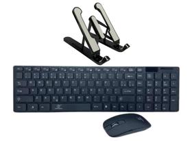 Kit Escritório Teclado E Mouse Sem Fio Usb E Suporte p Tablet ou Not