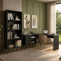 Kit Escrivaninha em L com Estante Multiuso e 3 Gavetas Línea Office Multimóveis MP6081 Kit Escrivaninha em L com Estante Multiuso e 3 Gavetas Línea Office Multimóveis MP6081