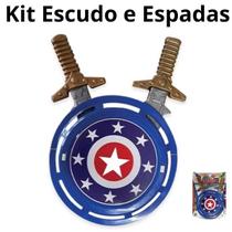 Kit Escudo e 2 Espadas Herois Infantil Aventura Divertida