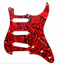 Kit Escudo Guitarra Strato 3 Camadas Flame Red Frente Verso
