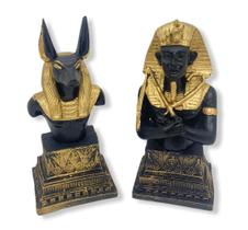 Kit escultura busto do tutankamon e anubis 15 cm - Lua Mistica