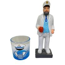 Kit Escultura Capitão Umbanda Em Resina 20 Cm + Copo