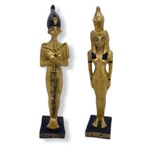 Kit Escultura Casal Egipcio Isis E Osiris - 22 Cm Em Resina