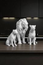 Kit Esculturas Decorativas Geométricas, Família de Leões, 3 Peças, Estilo Moderno Luxuoso, para Deco