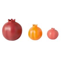 Kit Esculturas Romã Em Cerâmica 3 Peças Decorativas Enfeite