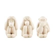 Kit Esculturas Trio de Macacos Sábios Cimento Bege 3pcs
