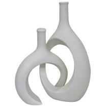 Kit Esculturas Vasos Decorativo Em Cerâmica 2 Peças Infinite