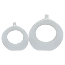 Kit Esculturas Vasos Decorativo Em Cerâmica Branco 2 Peças Kit Esculturas Vasos Decorativo Em Cerâmica Branco 2 Peças