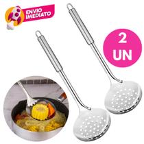 Kit Escumadeira Espumadeira Universal Aço Inox Premium Para Arroz Frituras C/02, 03 Ou 05 Un.