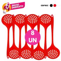Kit Escumadeira Universal Silicone Maciço Multiuso Panelas Teflon Cerâmico Fritura Escorrer Alimento Kit Escumadeira Universal Silicone Maciço Multiuso Panelas Teflon Cerâmico Fritura Escorrer Alimento