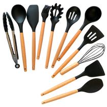 Kit Escumadeiras De Cozinha Silicone Inox Premium Nf