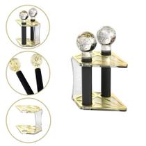 Kit Esfera Coloridas 1 Par Glitter Dourada Com Rack Diamante