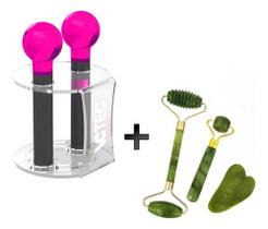 Kit Esfera Rosa Cromoterapia C/ Rack Rosa + Kit Jade 3 Peças Kit Esfera Rosa Cromoterapia C/ Rack Rosa + Kit Jade 3 Peças