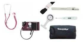 Kit Esfigmo E Rappaport PAMED, Relogio Lapela, Garrote, Lanterna Bioland, Termometro Axilar Digital E Estojo - 7 Peças Kit Esfigmo E Rappaport PAMED, Relogio Lapela, Garrote, Lanterna Bioland, Termometro Axilar Digital E Estojo - 7 Peças