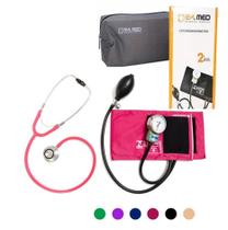 Kit Esfigmomanômetro + Estetoscópio Duo Bic P.A.MED Rosa com Bolsinha