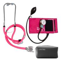 Kit Esfigmomanômetro + Estetoscópio Duplo Pamed Rosa