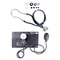 Kit Esfigmomanômetro + Estetoscópio Rappaport Preto Premium Gtech