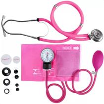 Kit Esfigmomanômetro + Estetoscópio Rappaport Rosa G-Tech - Premium