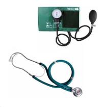 Kit Esfigmomanômetro + Estetoscópio Rappaport Verde Premium Gtech