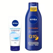 Kit Esfoliante Corporal Banho Nivea 204g + Firmador Q10 Pele Extrasseca