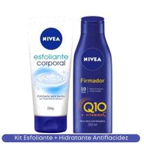 Kit Esfoliante Corporal Banho Nivea 204g + Firmador Q10 Pele Extrasseca