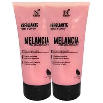 Kit Esfoliante de Melancia Corpo e Rosto Pele Limpa com rosa mosqueta Perfumada e Renovada