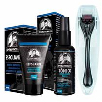 Kit Esfoliante Tônico E Derma Roller Para Barba Robusta