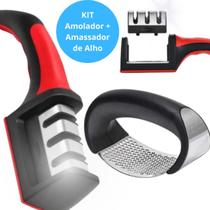 KIT Esmagador Alho + Amolador de Facas e Tesouras - Entrega Rápida