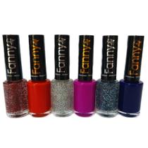 Kit esmalte 6 unidades cremosos e glitters combinativos - fanny lançamento
