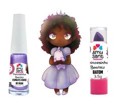 Kit Esmalte a Base de Água + Batom Infantil Amusant Princesinha Beatriz